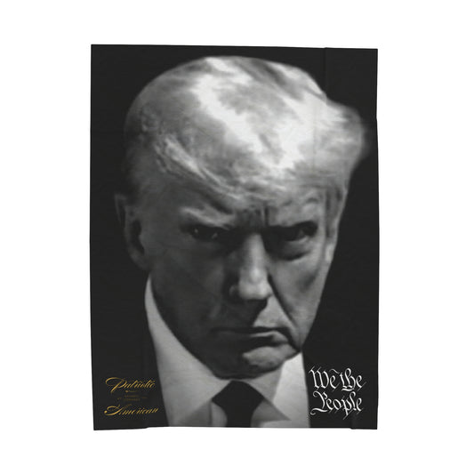 President Donald Trump Black & White Mugshot Velveteen 60" x 80" Plush Blanket