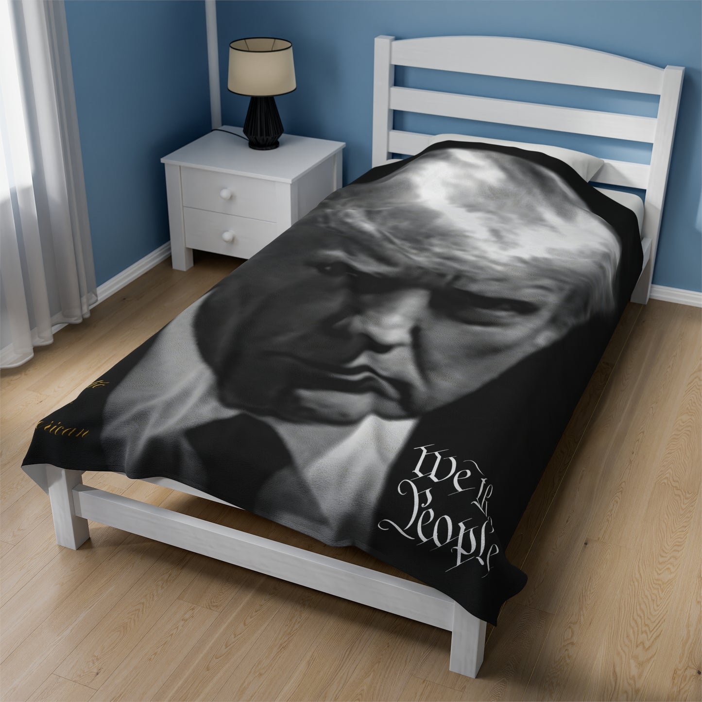 President Donald Trump Black & White Mugshot Velveteen 60" x 80" Plush Blanket