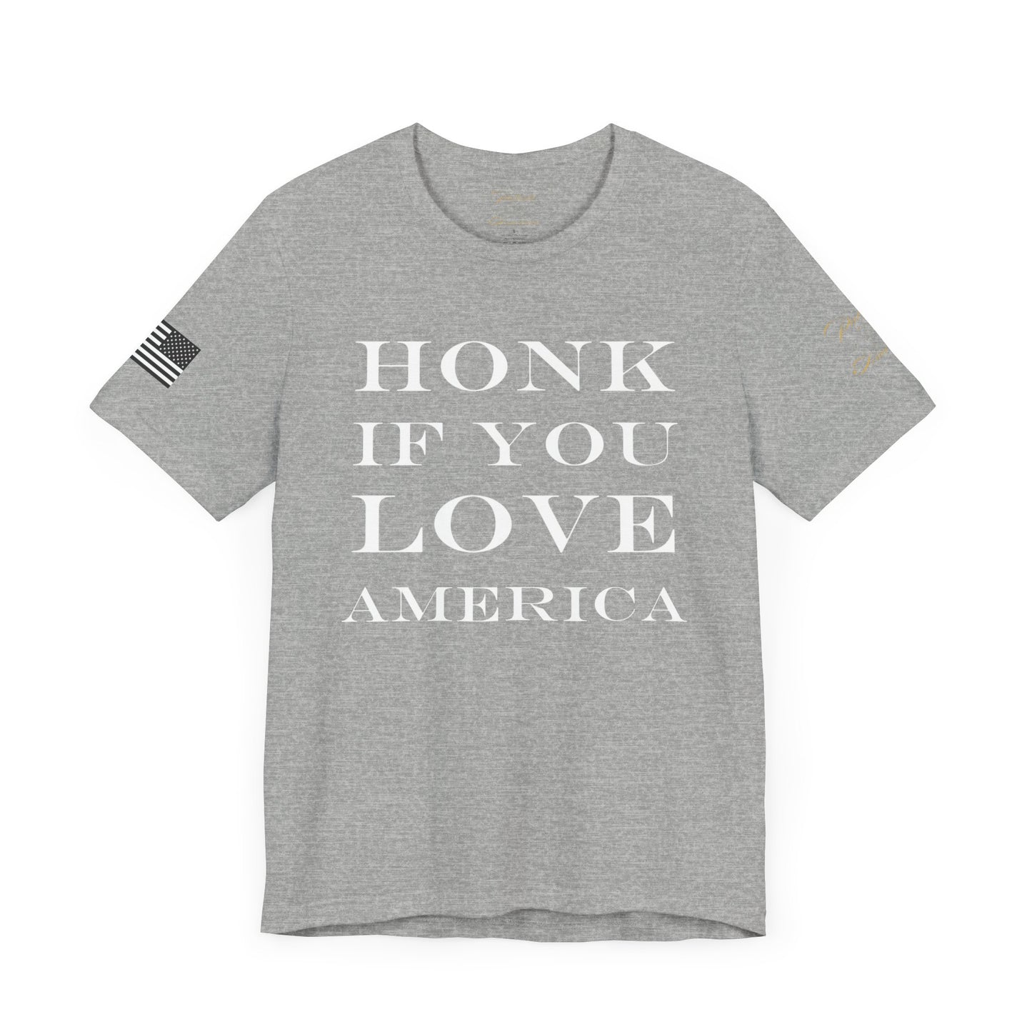 "HONK IF YOU LOVE AMERICA" Unisex Jersey Short Sleeve Tee by Patriotic American Apparel Company