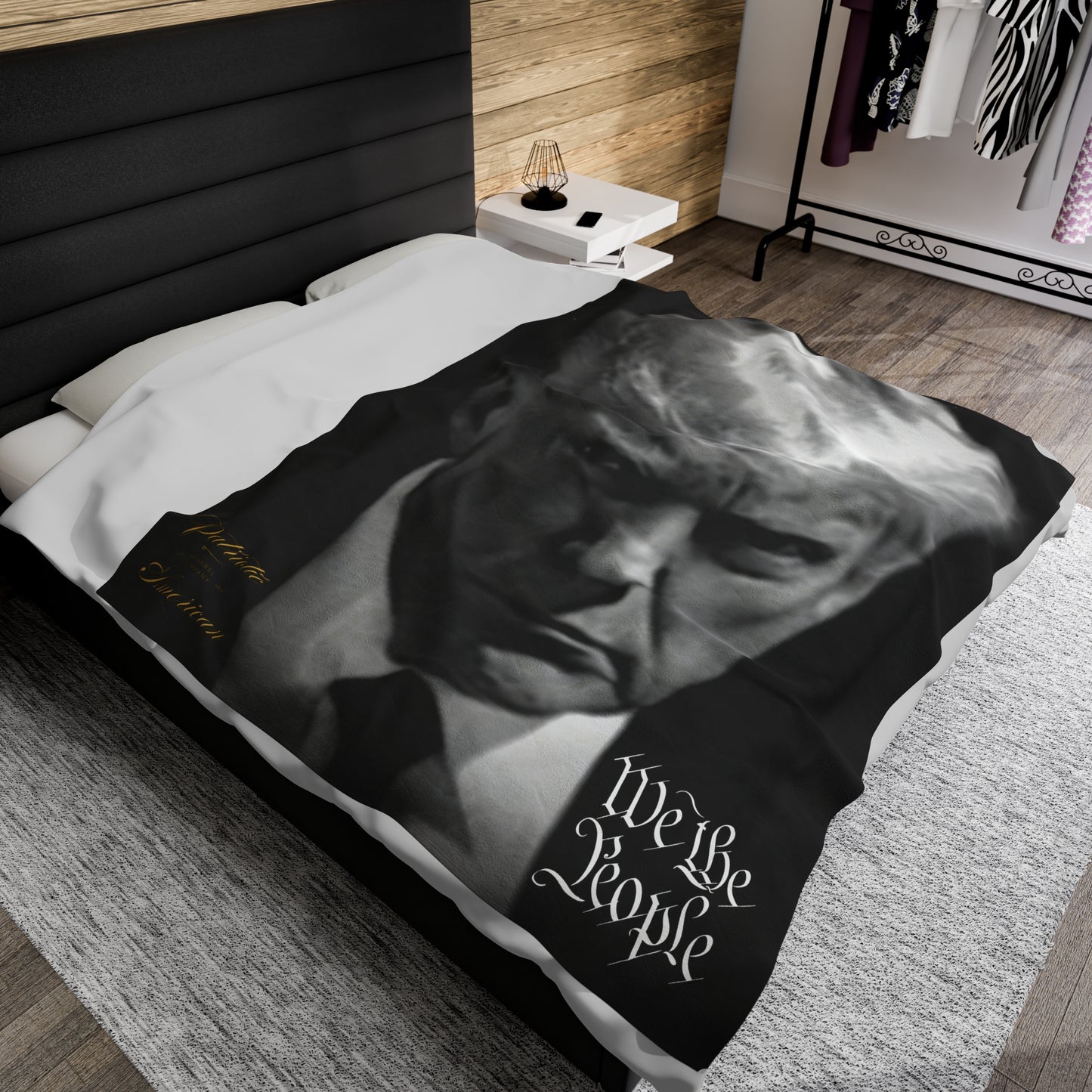 President Donald Trump Black & White Mugshot Velveteen 60" x 80" Plush Blanket